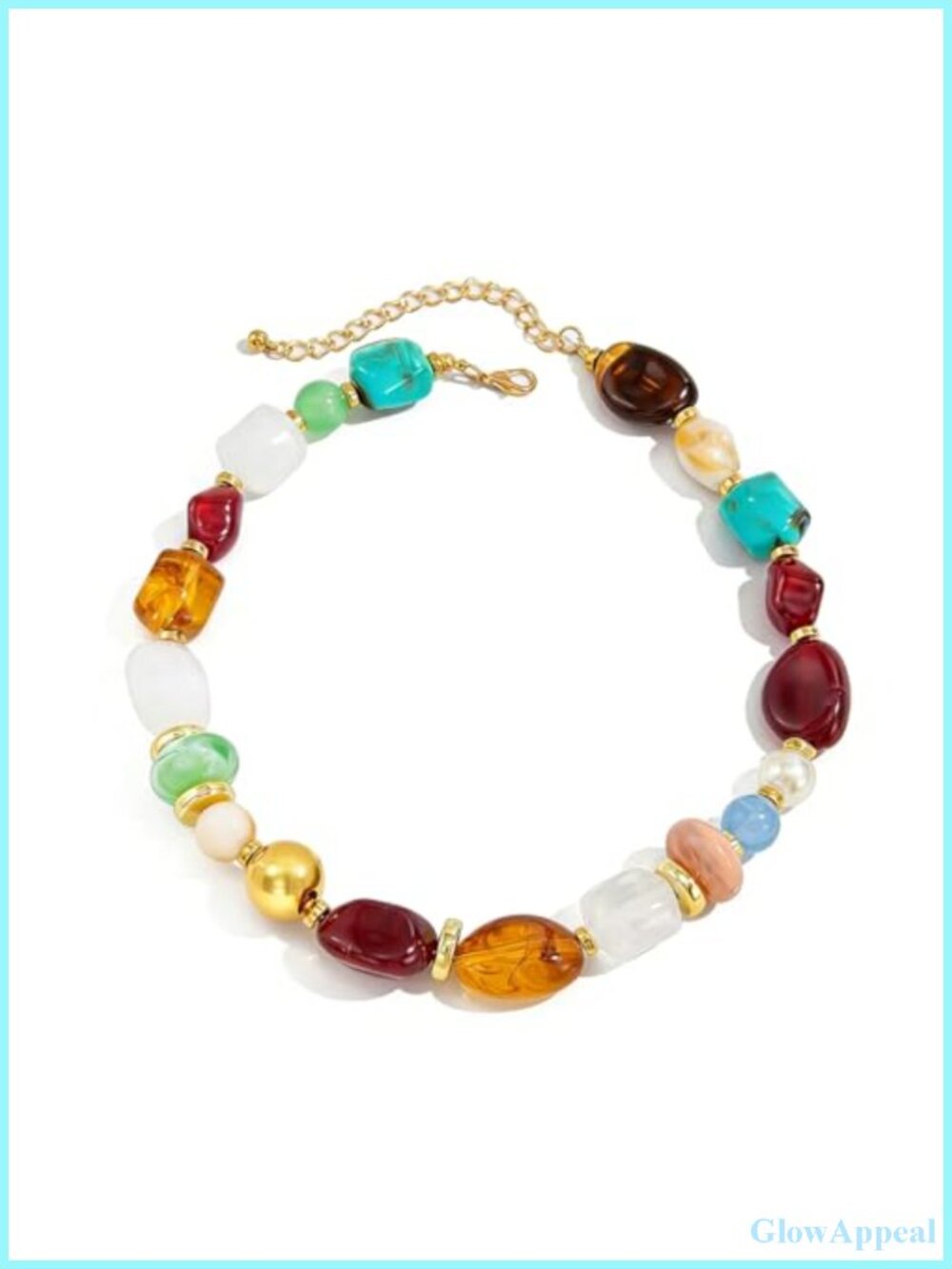 Chunky Resin Beaded Statement Necklace Boho Adjustable Choker